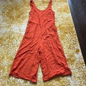 One cloth orange, wide leg cropped linen sleeveless jumper XS